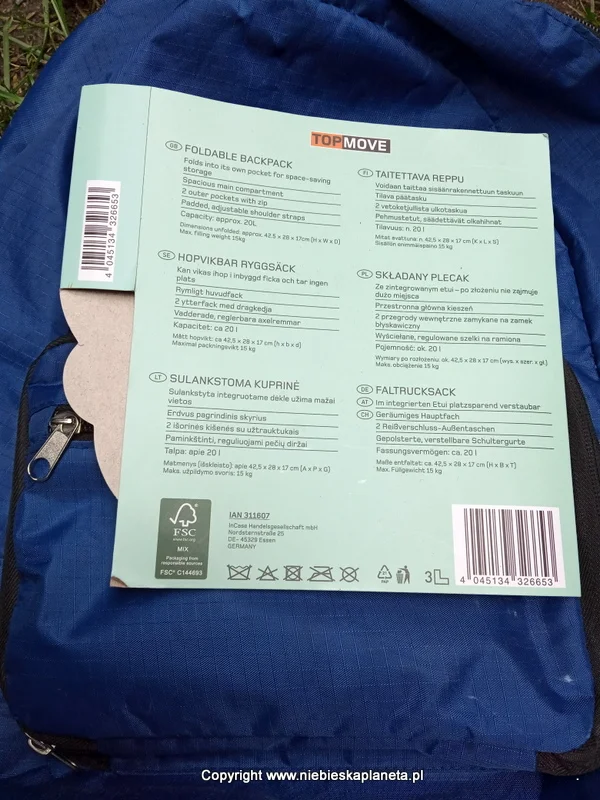 Składany plecak na bagaż podręczny w wizzair 