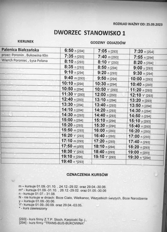 zakopane morskie oko bus rozkład